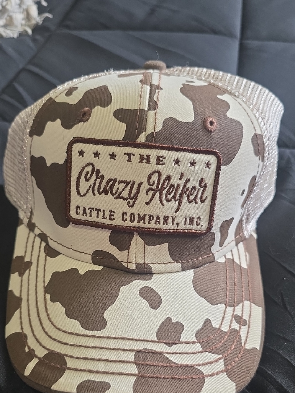 Idyllwind Brown and Cream Camouflage 'The Crazy Heifer' Trucker Hat